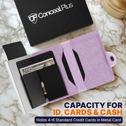 Conceal Plus Small RFID Wallet for Women, Slim RFID Blocking Credit Card Holder Womens Wallet, Smart Pop Up Minimalist Card Case, Holds 4-6 Cards Plus Cash & ID, Compact Travel Wallet