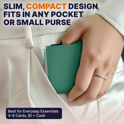 Conceal Plus Small RFID Wallet for Women, Slim RFID Blocking Credit Card Holder Womens Wallet, Smart Pop Up Minimalist Card Case, Holds 4-6 Cards Plus Cash & ID, Compact Travel Wallet