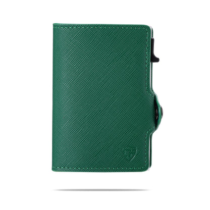 Card Blocr Credit Card Wallet for Women in Green Saffiano PU Leather | RFID Blocking