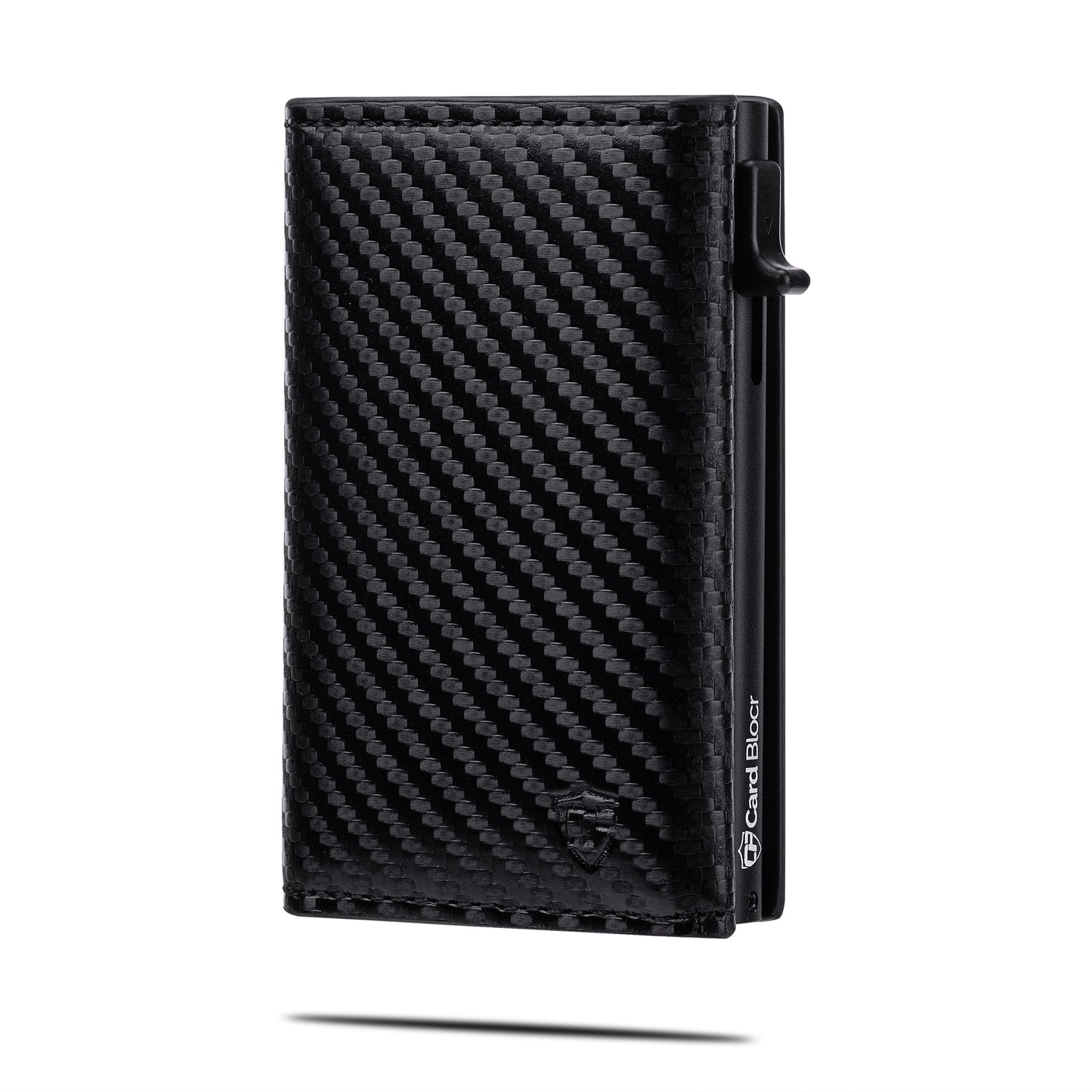 Pop Up Wallet for Men with Built-In Apple Find My Tracker (iOS Only), Carbon RFID Blocking Wallet, Holds Up to 10 Cards + Cash + ID Window