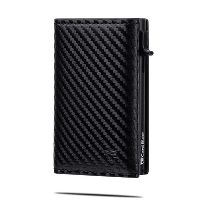 Pop Up Wallet for Men with Built-In Apple Find My Tracker (iOS Only), Carbon RFID Blocking Wallet, Holds Up to 10 Cards + Cash + ID Window