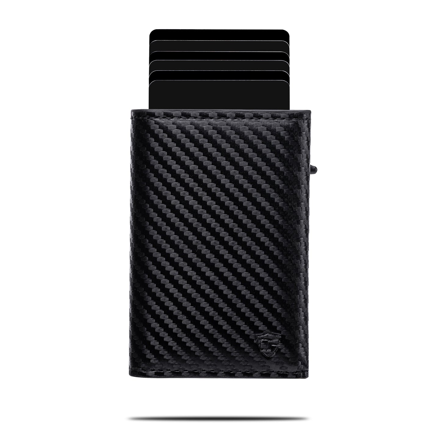 Pop Up Wallet for Men with Built-In Apple Find My Tracker (iOS Only), Carbon RFID Blocking Wallet, Holds Up to 10 Cards + Cash + ID Window