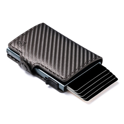 Card Blocr Credit Card Wallet | PU Carbon Fiber RFID Blocking Wallet - LIFETIME GUARANTEE