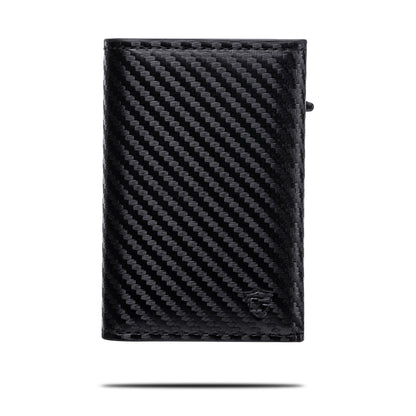 Pop Up Wallet for Men with Built-In Apple Find My Tracker (iOS Only), Carbon RFID Blocking Wallet, Holds Up to 10 Cards + Cash + ID Window