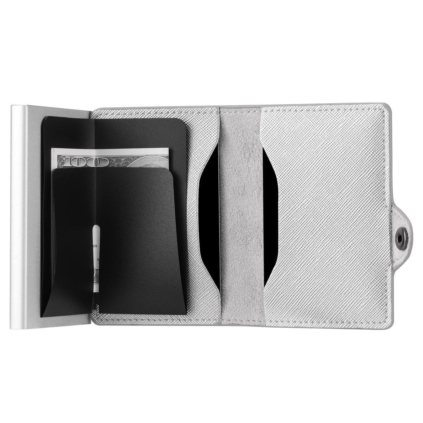 Card Blocr Credit Card Wallet for Women in Platinum Saffiano PU Leather | RFID Blocking