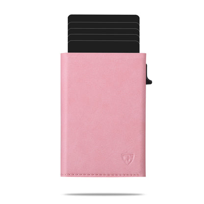 Card Blocr Slim RFID Blocking Credit Card Wallet Pink PU Leather