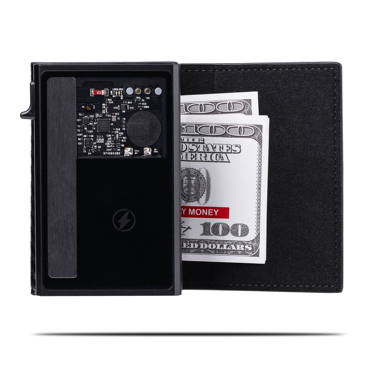 Pop Up Wallet for Men with Built-In Apple Find My Tracker (iOS Only), Carbon RFID Blocking Wallet, Holds Up to 10 Cards + Cash + ID Window