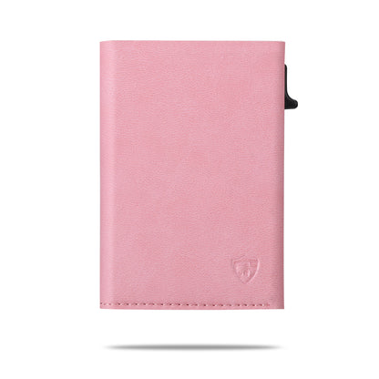 Card Blocr Slim RFID Blocking Credit Card Wallet Pink PU Leather