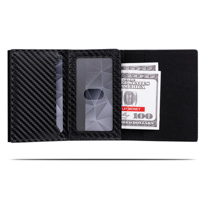 Pop Up Wallet for Men with Built-In Apple Find My Tracker (iOS Only), Carbon RFID Blocking Wallet, Holds Up to 10 Cards + Cash + ID Window