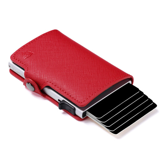 Card Blocr Credit Card Wallet for Women in Red Saffiano PU Leather | RFID Blocking