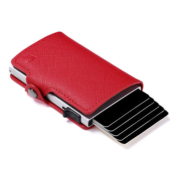 Card Blocr Credit Card Wallet for Women in Red Saffiano PU Leather | R