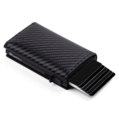 Pop Up Wallet for Men with Built-In Apple Find My Tracker (iOS Only), Carbon RFID Blocking Wallet, Holds Up to 10 Cards + Cash + ID Window