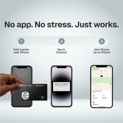 Conceal Plus Wallet Finder Slim Tracker, 5-Year Battery Life - Never Needs Charging, Track Wallet, Backpack, Luggage and More, Works with Apple Find My iOS Only (Android Not Supported)