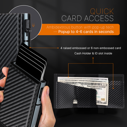 Conceal Plus Card Blocr RFID Blocking Card Holder Pop Up Wallet for Men (4-6 Cards Ejector) - Minimalist Wallet with Internal Cash + ID Storage