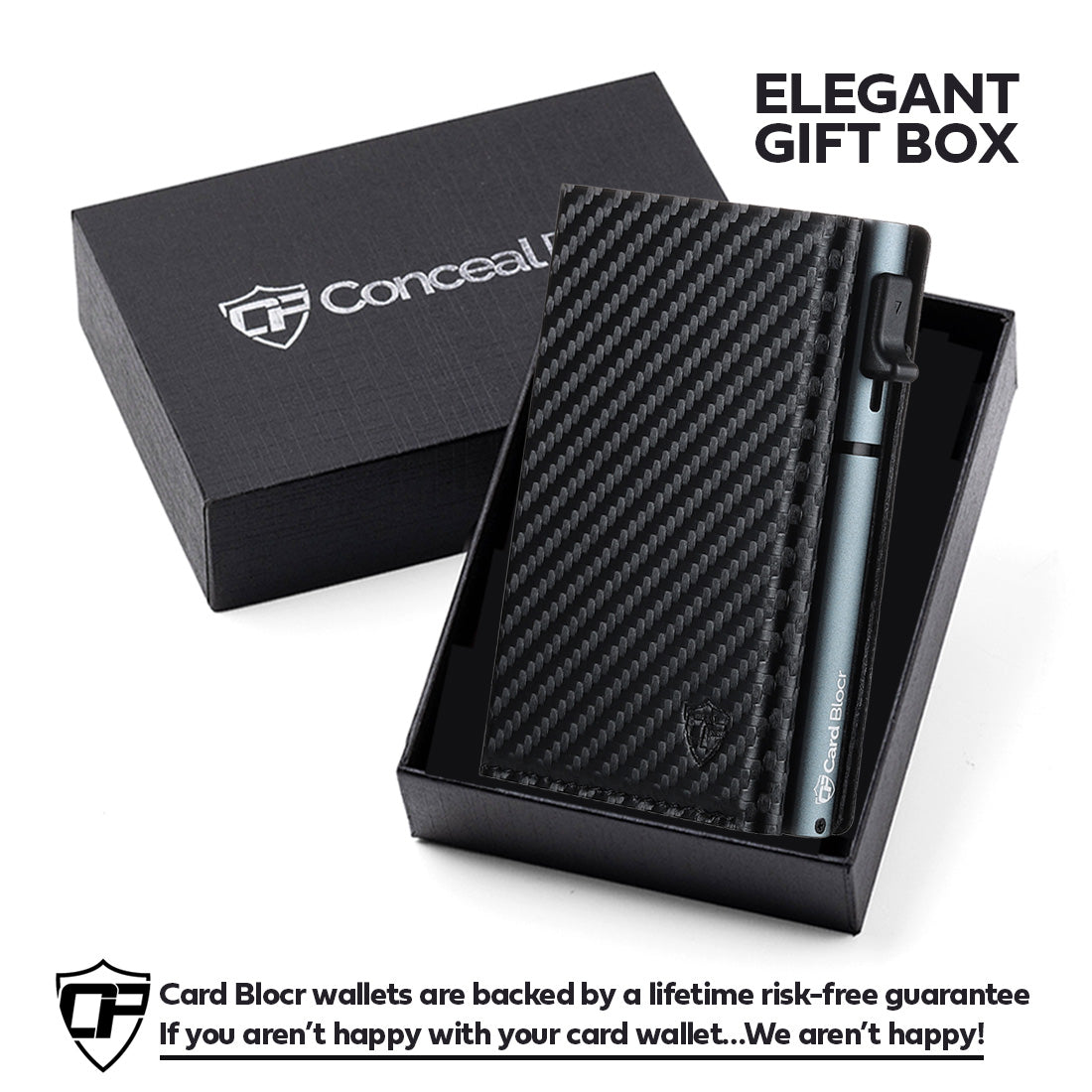 Conceal Plus Card Blocr RFID Blocking Card Holder Pop Up Wallet for Men (4-6 Cards Ejector) - Minimalist Wallet with Internal Cash + ID Storage