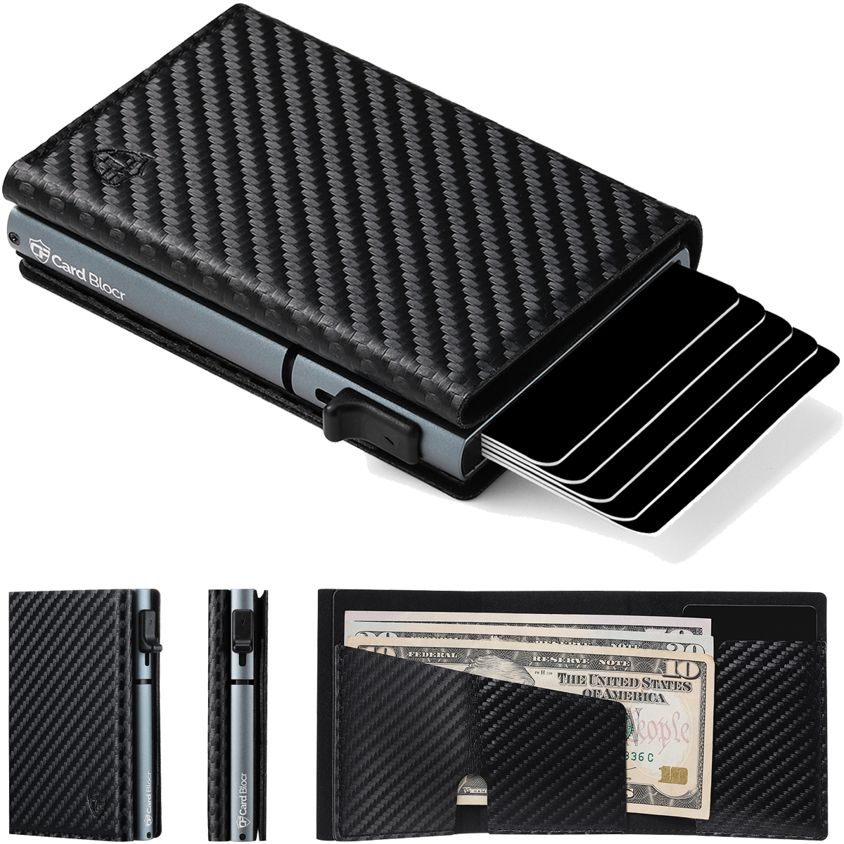 Conceal Plus Card Blocr RFID Blocking Card Holder Pop Up Wallet for Men (4-6 Cards Ejector) - Minimalist Wallet with Internal Cash + ID Storage