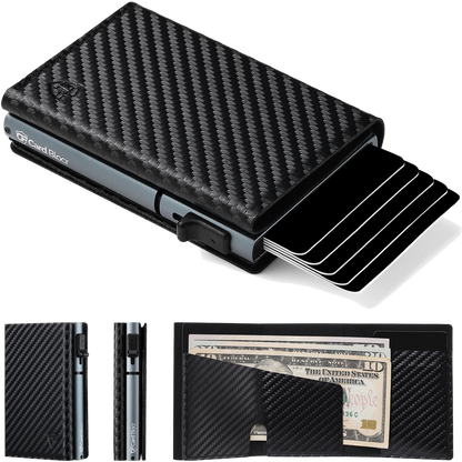 Conceal Plus Card Blocr RFID Blocking Card Holder Pop Up Wallet for Men (4-6 Cards Ejector) - Minimalist Wallet with Internal Cash + ID Storage