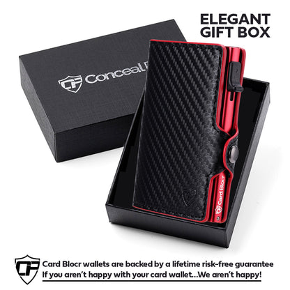 Conceal Plus Card Blocr Carbon Wallet for Men, Pop Up Wallet Credit Card Holder - RFID Blocking, Slim Minimalist Credit Card Case