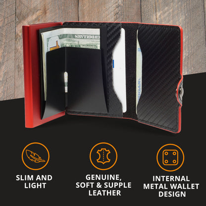 Conceal Plus Card Blocr Carbon Wallet for Men, Pop Up Wallet Credit Card Holder - RFID Blocking, Slim Minimalist Credit Card Case