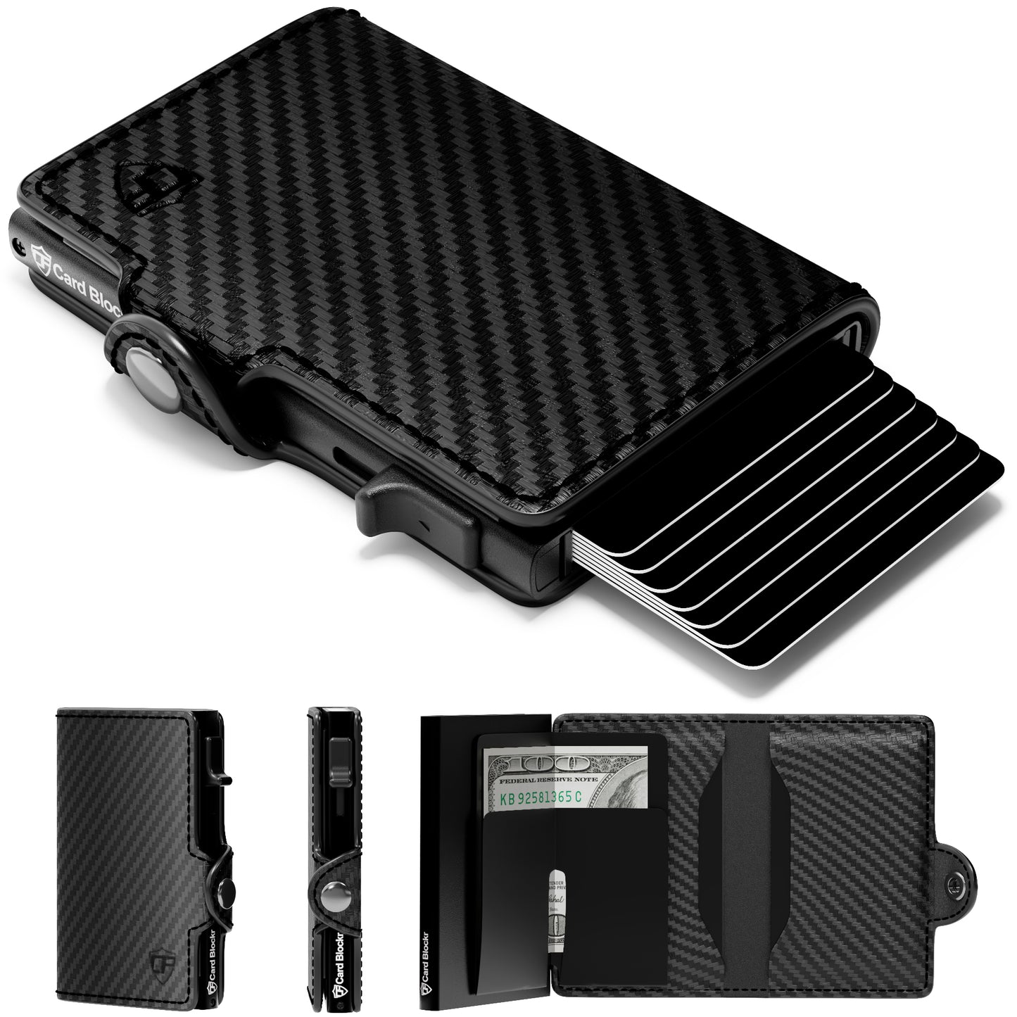 Conceal Plus Card Blocr Carbon Wallet for Men, Pop Up Wallet Credit Card Holder - RFID Blocking, Slim Minimalist Credit Card Case