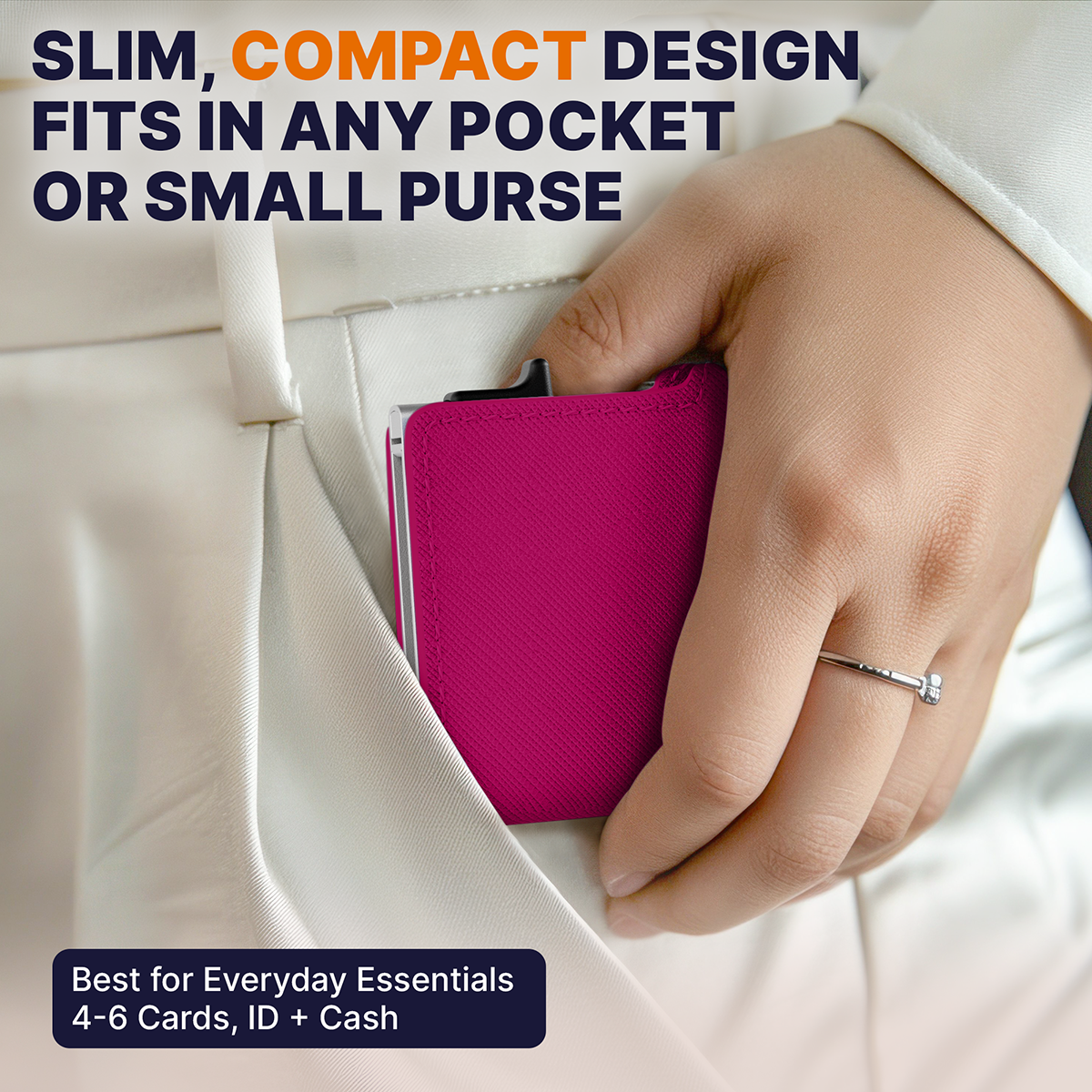 Conceal Plus Small RFID Wallet for Women, Slim RFID Blocking Credit Card Holder Womens Wallet, Smart Pop Up Minimalist Card Case, Holds 4-6 Cards Plus Cash & ID, Compact Travel Wallet