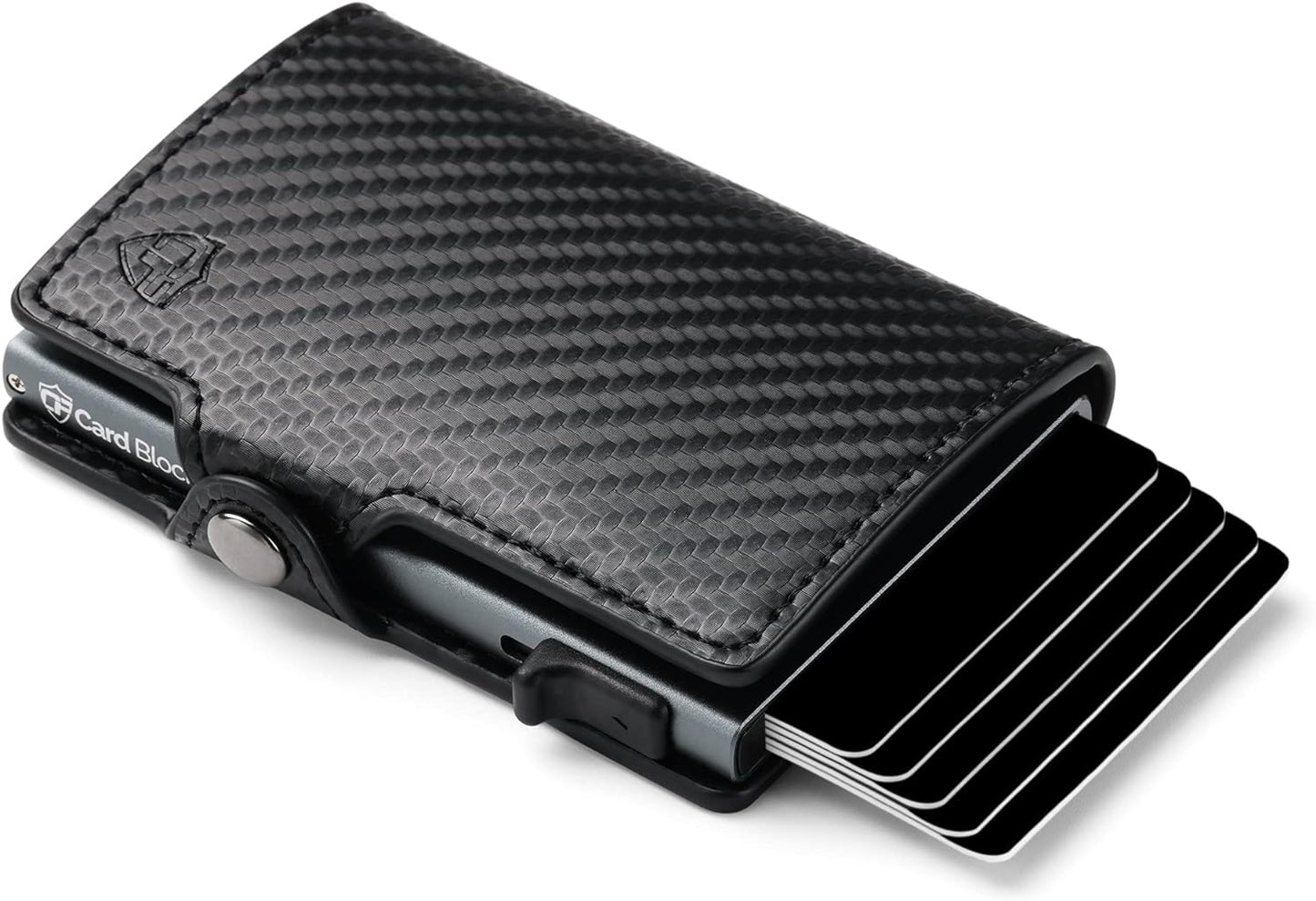 Card Blocr Credit Card Wallet | PU Carbon Fiber RFID Blocking Wallet - LIFETIME GUARANTEE