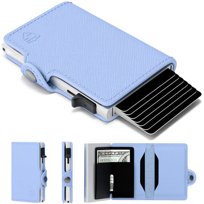 Conceal Plus Card Blocr Womens Slim Wallet for Small Purses, Pop Up Wallet with Anti Theft RFID Blocking Credit Card Holder for Women in Sky Blue PU Conceal Plus Card Blocr Womens Slim Wallet for Small Purses, Pop Up Wallet with Anti Theft RFID Blocking Credit Card Holder for Women in Sky Blue PU