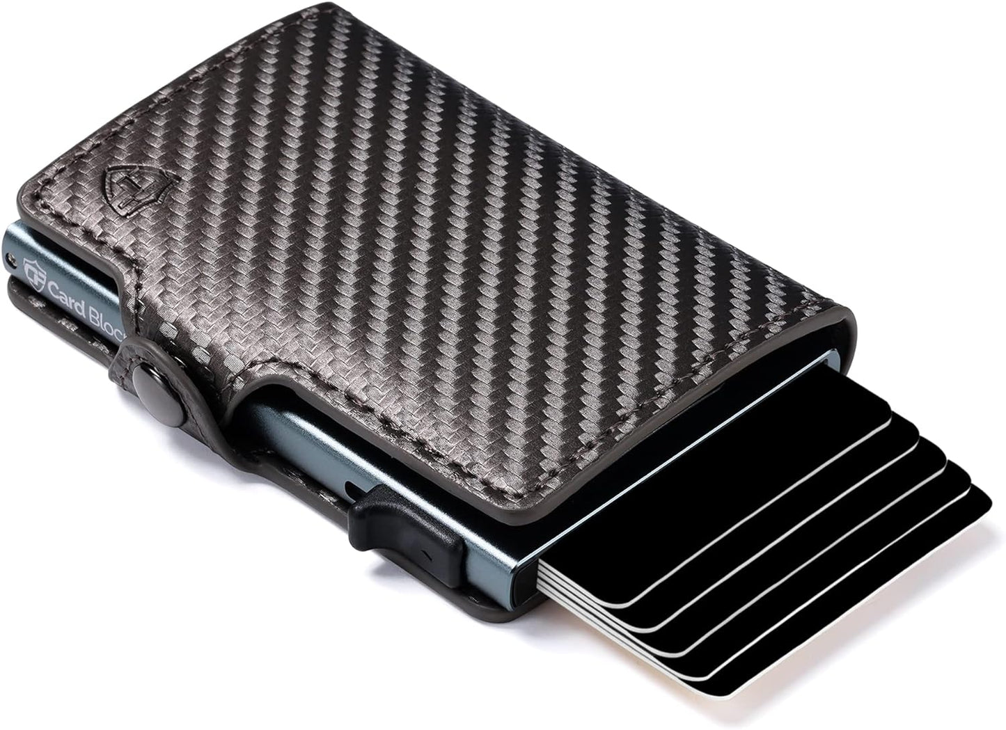 Card Blocr Credit Card Wallet | PU Carbon Fiber RFID Blocking Wallet - LIFETIME GUARANTEE
