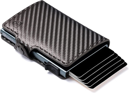 Card Blocr Credit Card Wallet | PU Carbon Fiber RFID Blocking Wallet - LIFETIME GUARANTEE