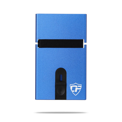 Card Blocr Metal Credit Card Holder Blue Slide Wallet
