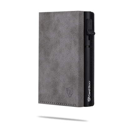 Card Blocr Wallet RFID Blocking Credit Card Holder Gray PU Leather