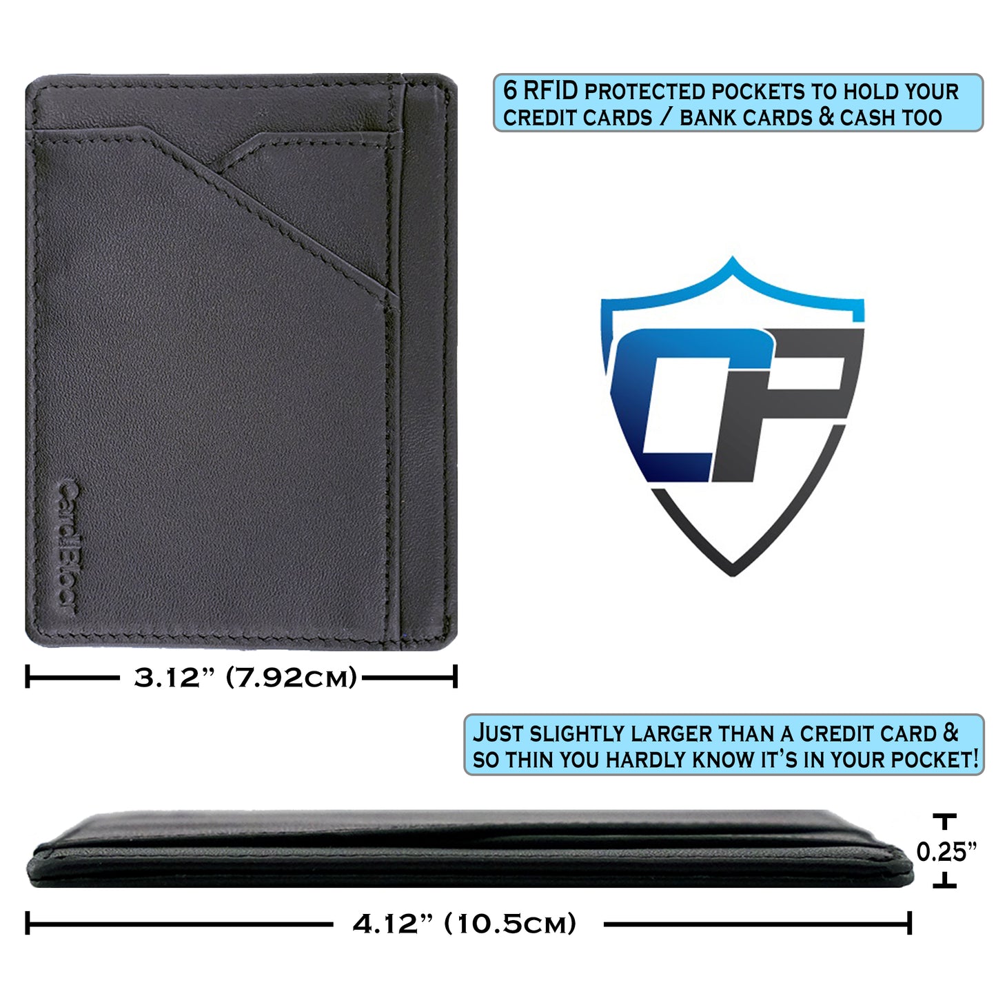 Card Blocr Minimalist Wallet in Black Leather | RFID Blocking Wallet