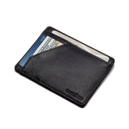 Card Blocr Minimalist Wallet in Black Leather | RFID Blocking Wallet