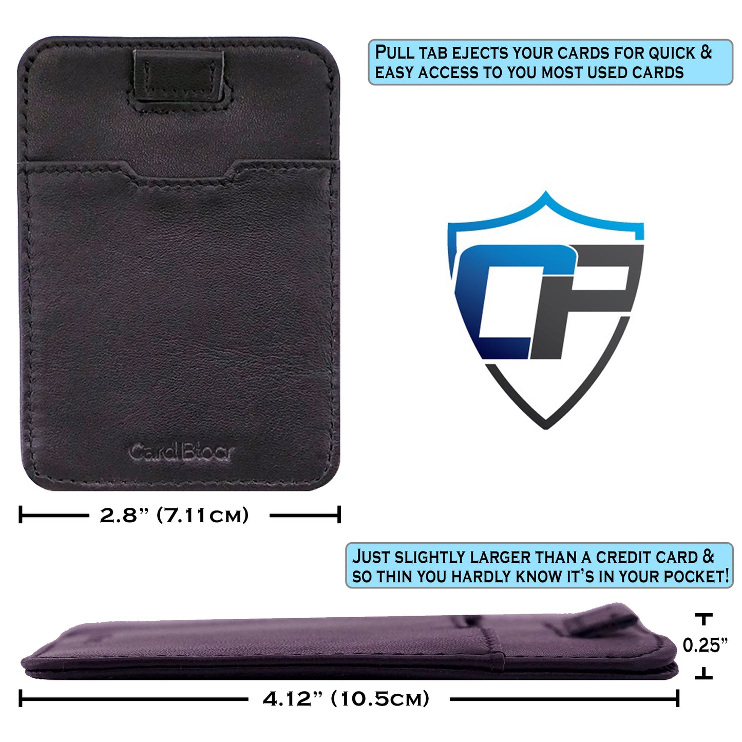 Card Blocr Pull Tab Wallet in Black Leather | RFID Blocking Wallet