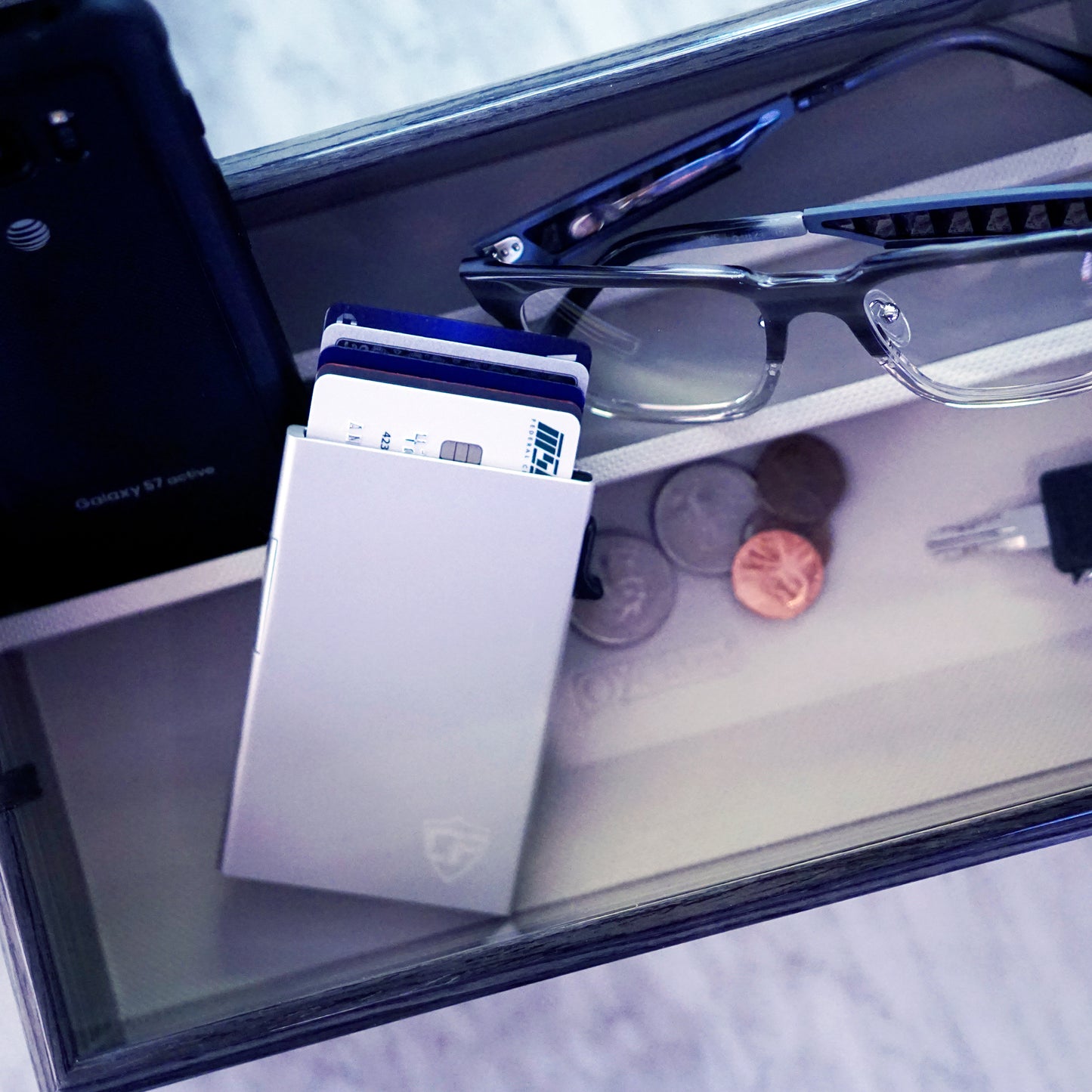 Card Blocr Credit Card Holder Silver Trigger Wallet