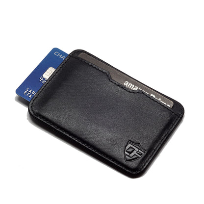 Card Blocr Pull Tab Wallet in Black Leather | RFID Blocking Wallet