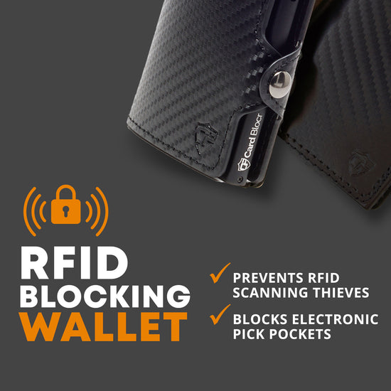 Card Blocr RFID Minimalist Wallet in Black Carbon Fiber Style – Conceal ...