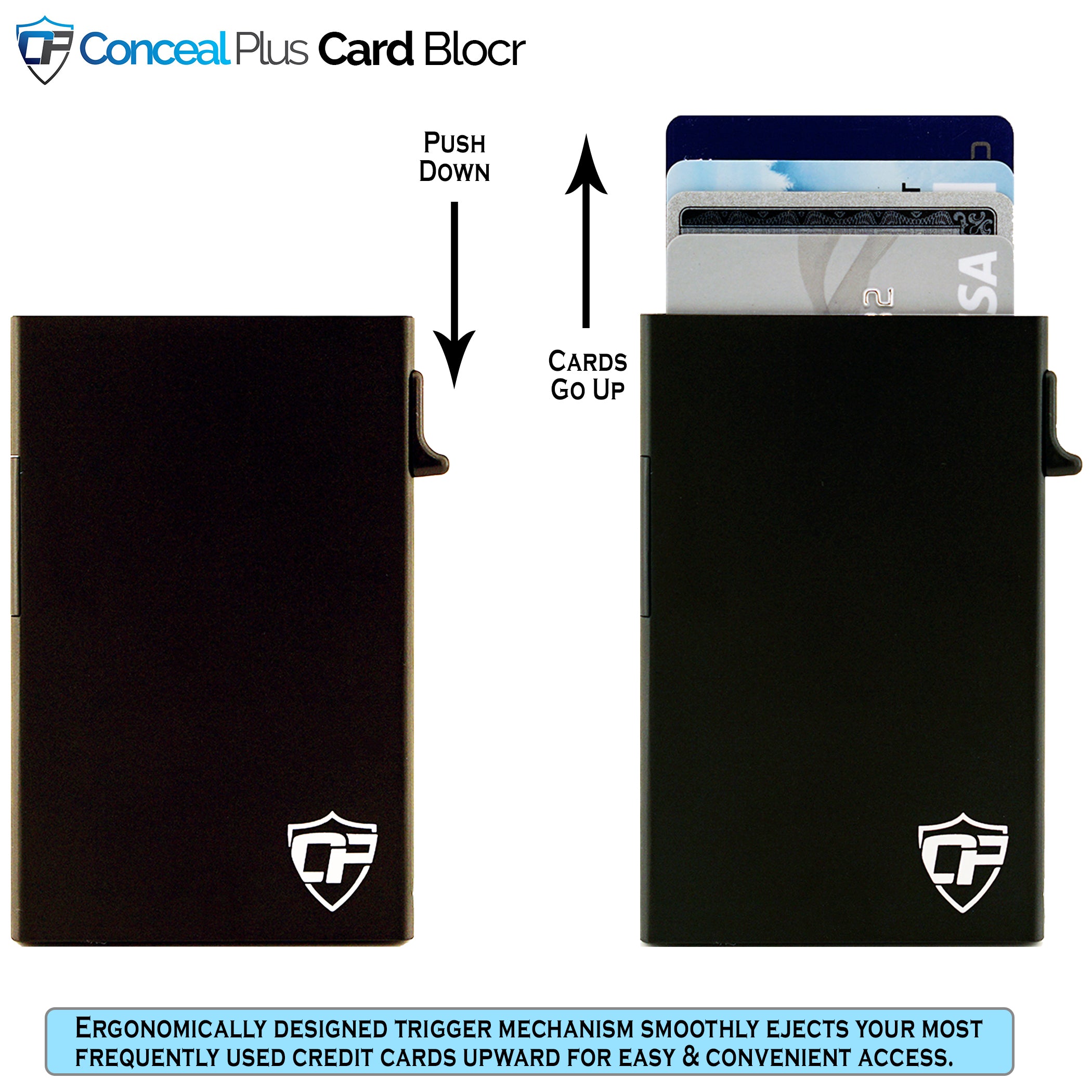 Card Blocr Credit Card Wallet Carbon Fiber PU Leather Titanium Color M